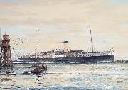 Jack Spurling The paddle steamer Crested Eagle running down the Thames Estuary, her deck crowded with passengers oil painting picture wholesale